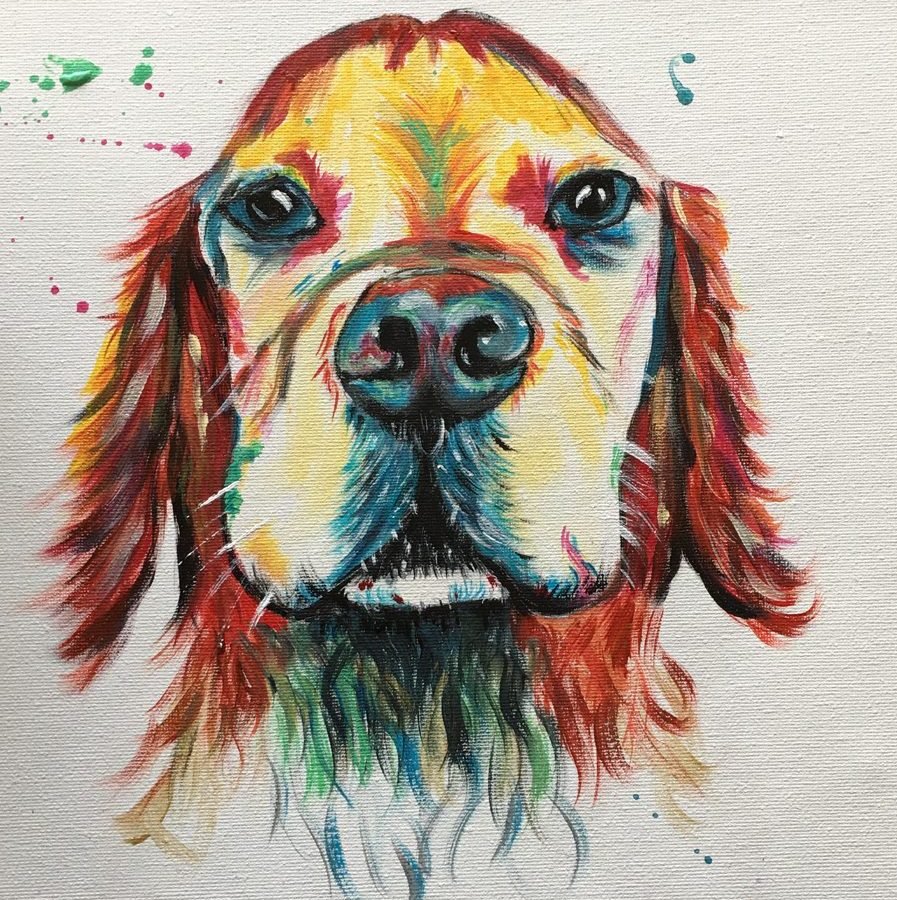 Acrylic Water Colour Retriever Dog
